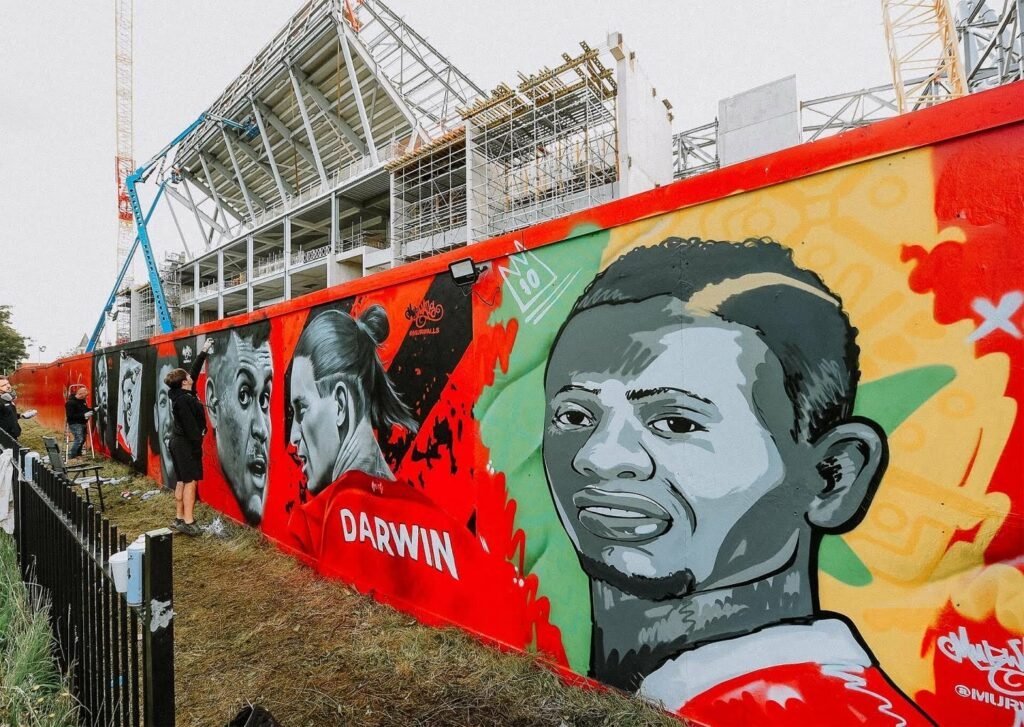 Liverpool FC unveil brand new artwork at Anfield celebrating Reds past and present forwards