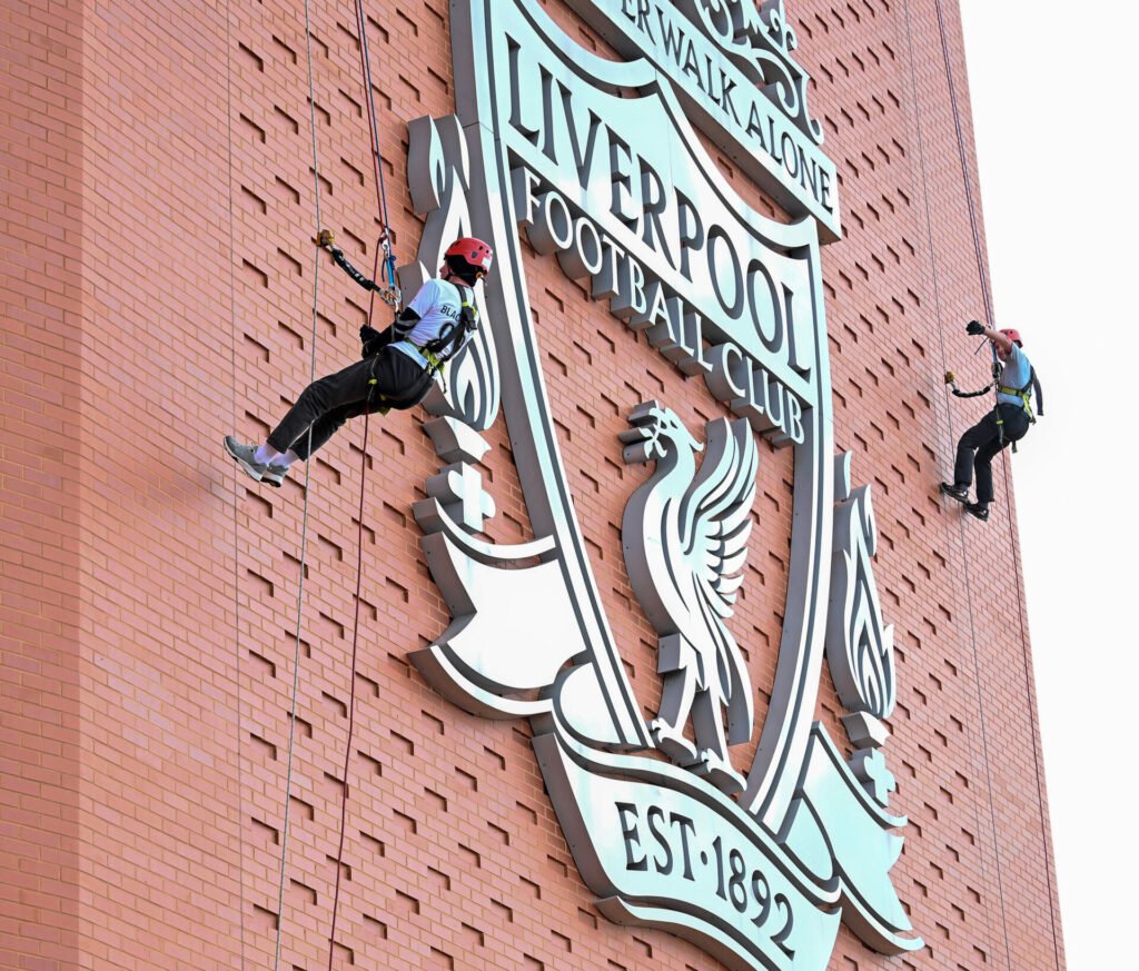 Great Grandfather, 82, becomes oldest person to take on the Anfield Abseil