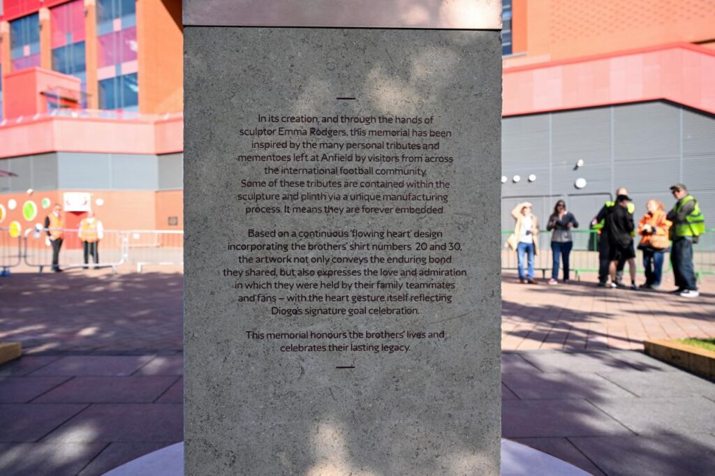 Permanent Anfield memorial unveiled in tribute to Diogo Jota and André Silva