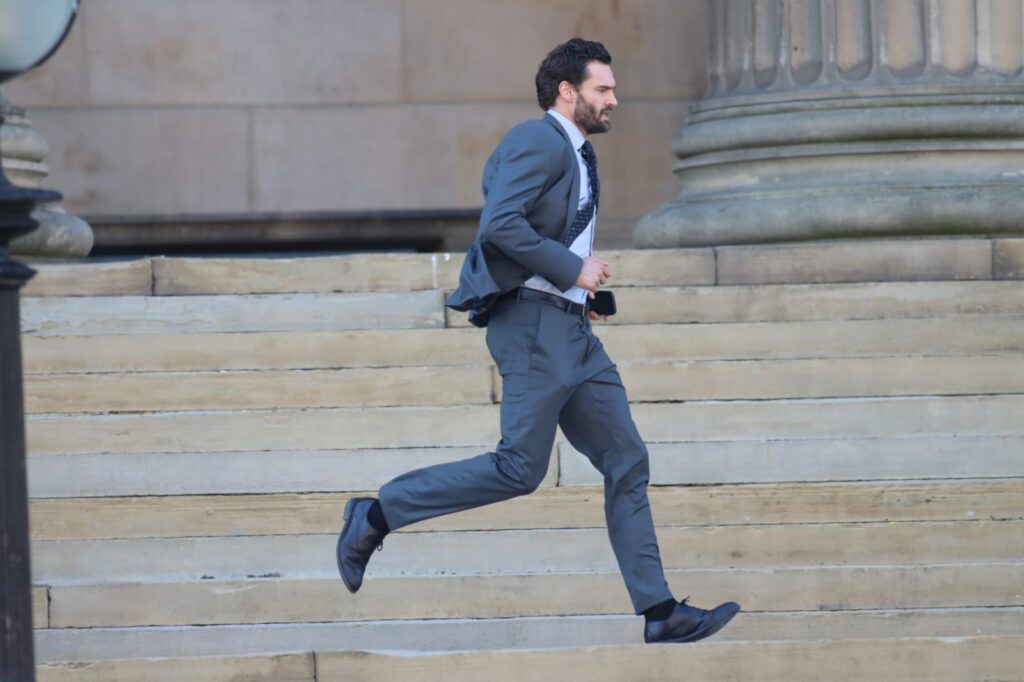 Tom Bateman Spotted Filming More Scenes for Netflix’s The Woods at St George’s Hall