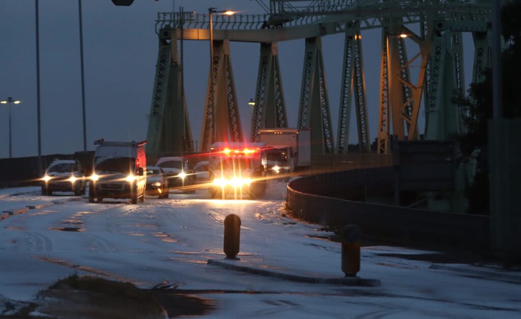 Runcorn’s Silver Jubilee Bridge transformed into snowy Gotham City for The Batman Part II filming
