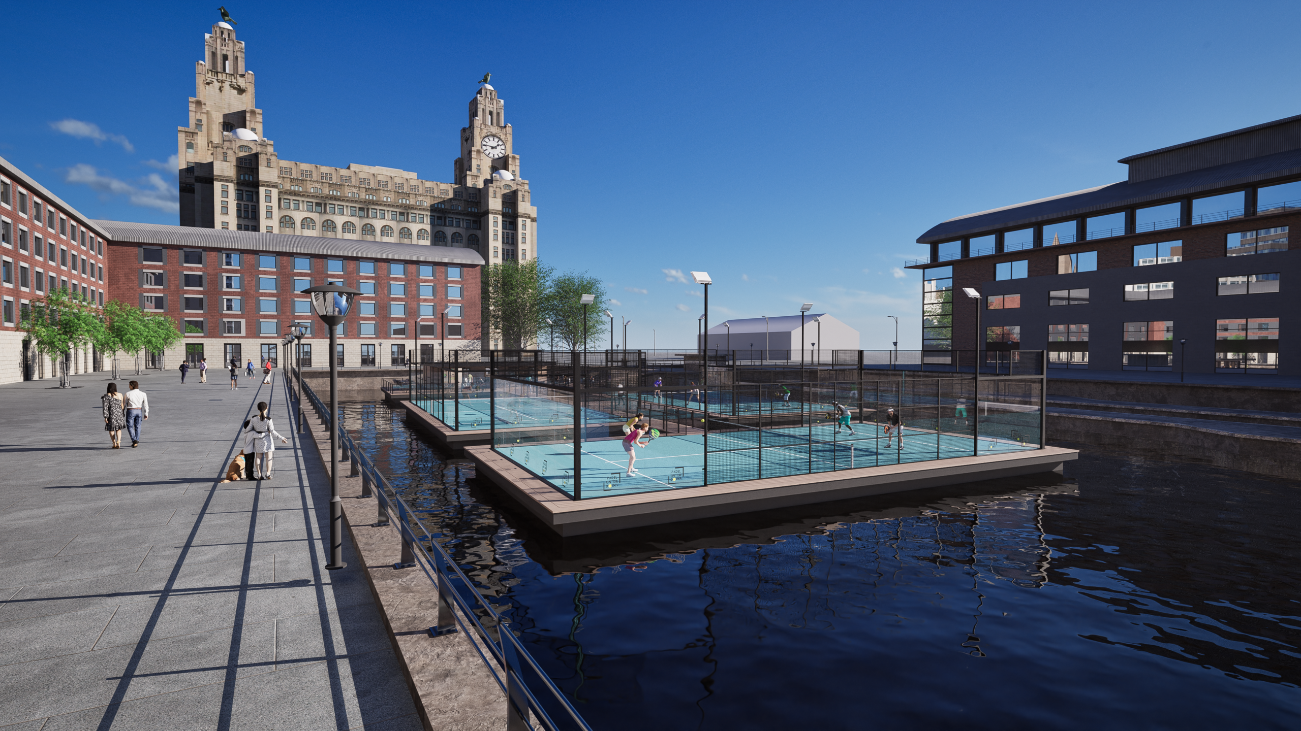 Construction begins on Great Britain’s first floating padel destination at Liverpool Waters