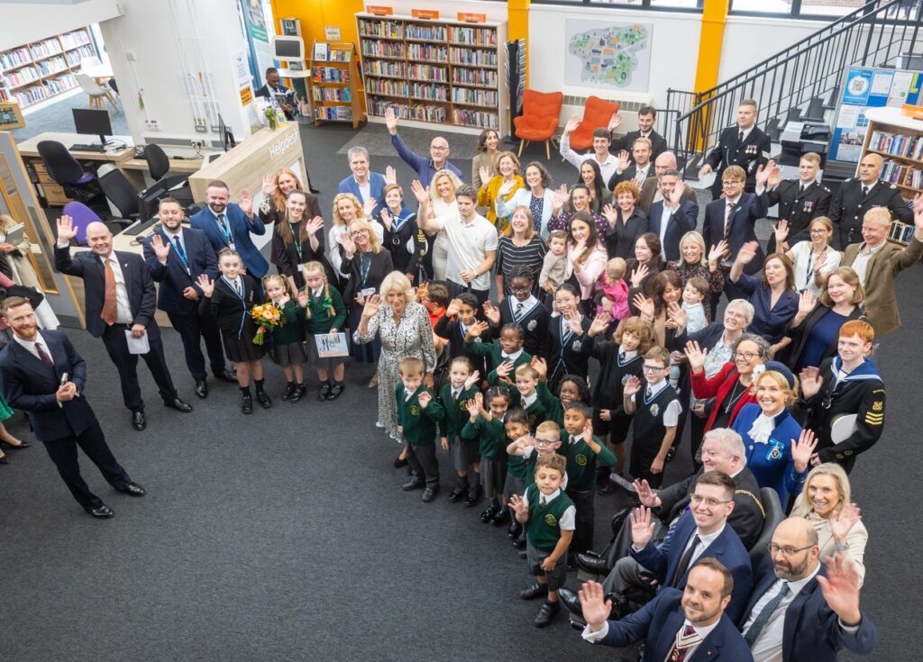 Queen Camilla visits Spellow Community Hub and Library in Walton