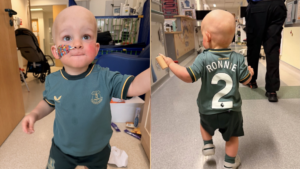 Young Everton fan Ronnie celebrates life-saving stem cell transplant after incredible donor appeal